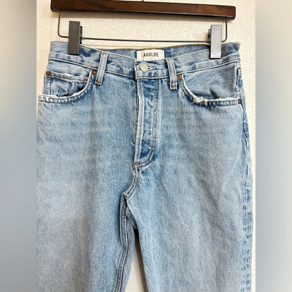 Agolde Curio Mid Rise Relaxed Boot Organic Cotton Distressed Jeans - Picture 4 of 12